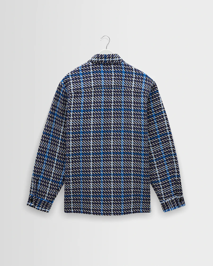 WAX LONDON - WHITING - NAVY AND BLUE HOUNDSTOOTH WEAVE OVERSHIRT
