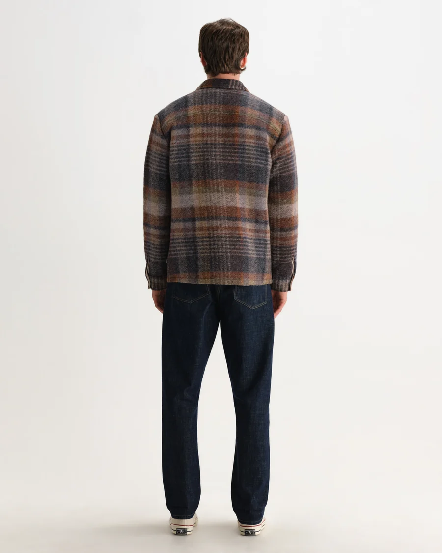 WAX LONDON - WHITING - OATMEAL AND MULTICOLOUR CHECK WOOL BLEND OVERSHIRT