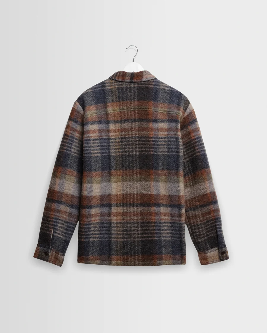 WAX LONDON - WHITING - OATMEAL AND MULTICOLOUR CHECK WOOL BLEND OVERSHIRT