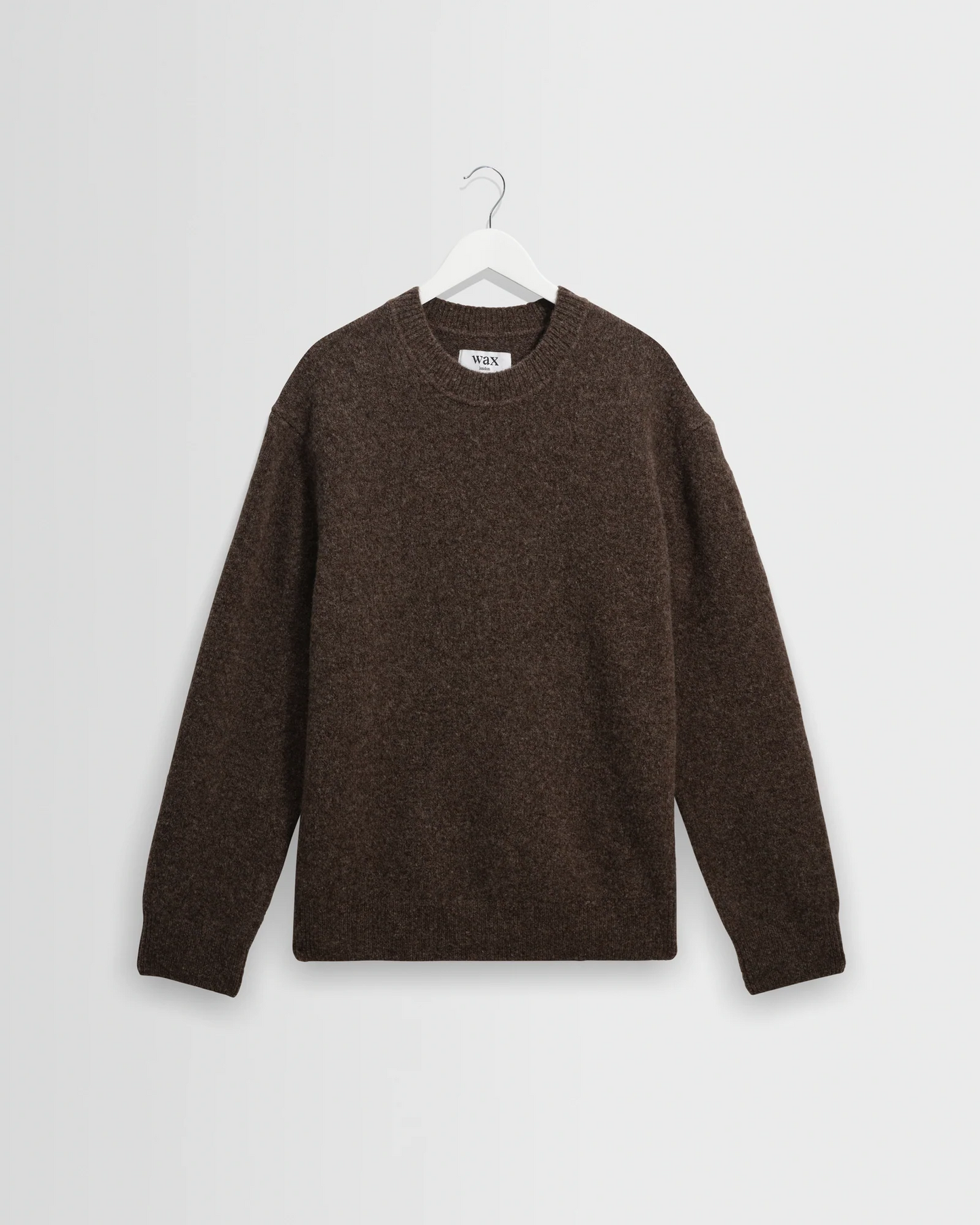 WAX LONDON - WILDE - CHOCOLATE BROWN FLUFFY WOOL CREWNECK