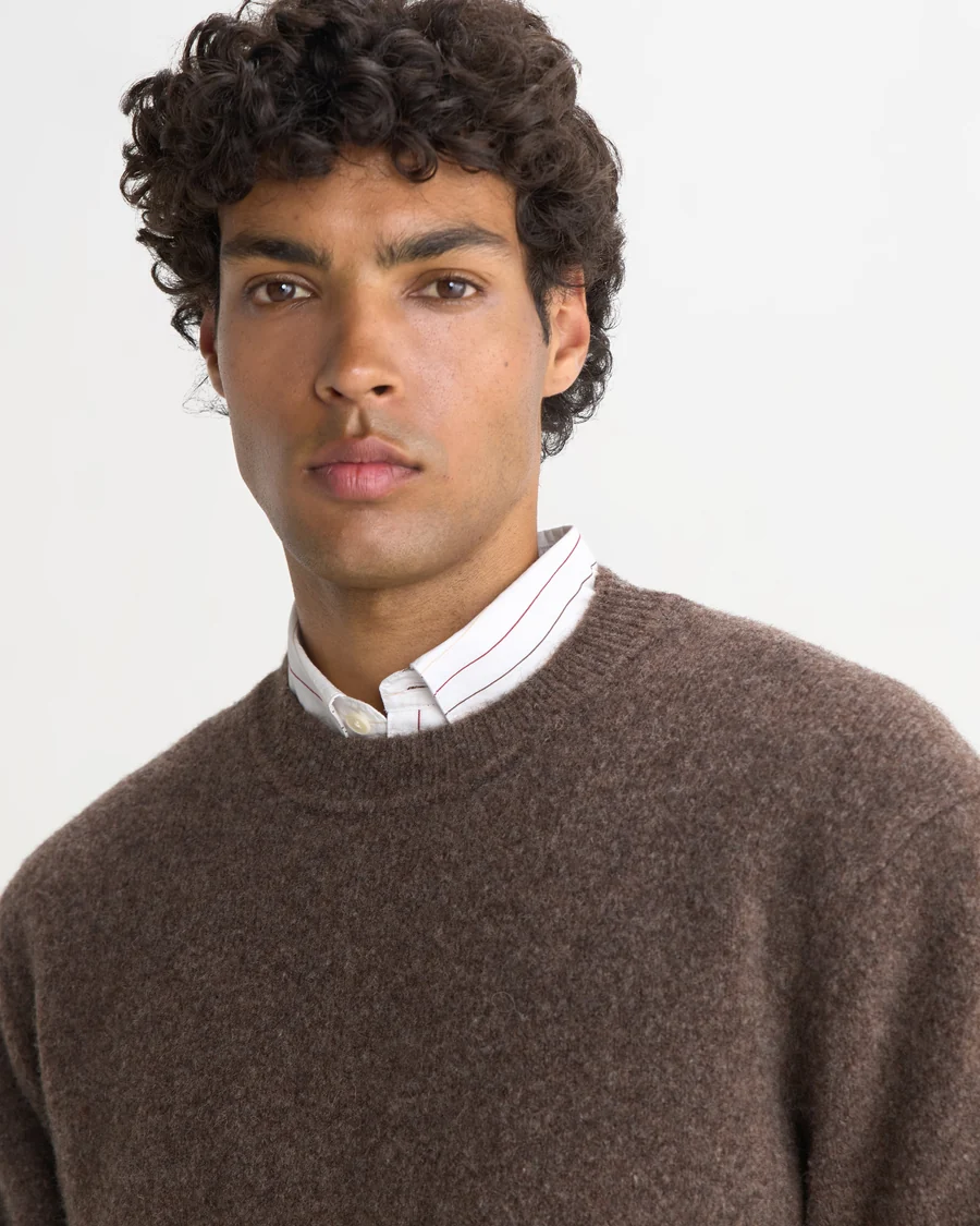 WAX LONDON - WILDE - CHOCOLATE BROWN FLUFFY WOOL CREWNECK