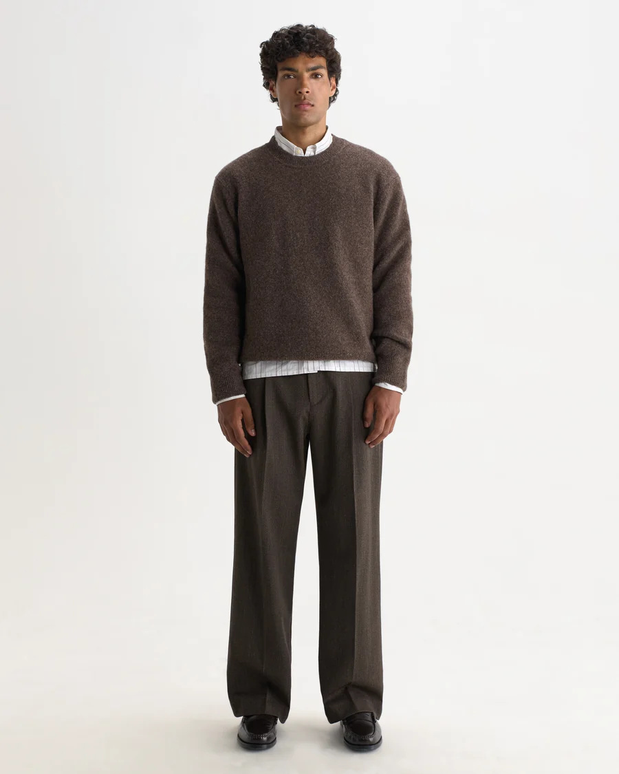 WAX LONDON - WILDE - CHOCOLATE BROWN FLUFFY WOOL CREWNECK