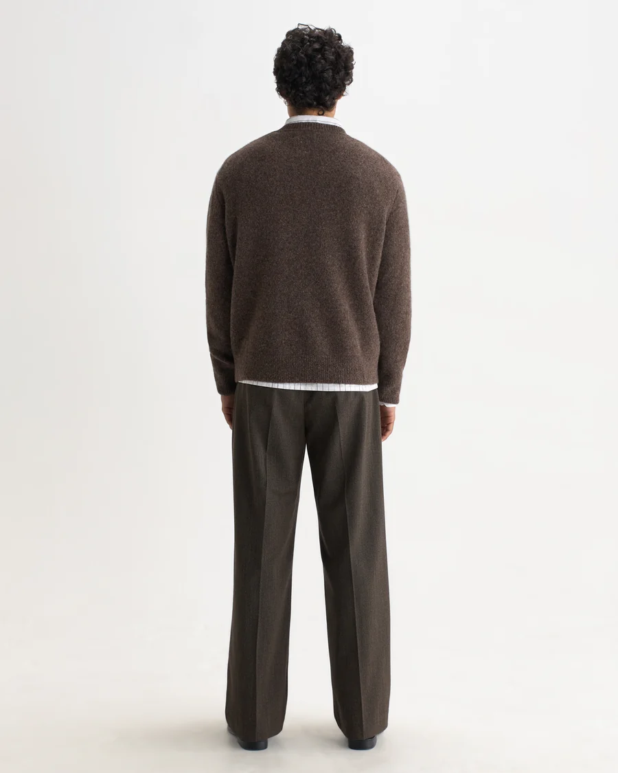 WAX LONDON - WILDE - CHOCOLATE BROWN FLUFFY WOOL CREWNECK