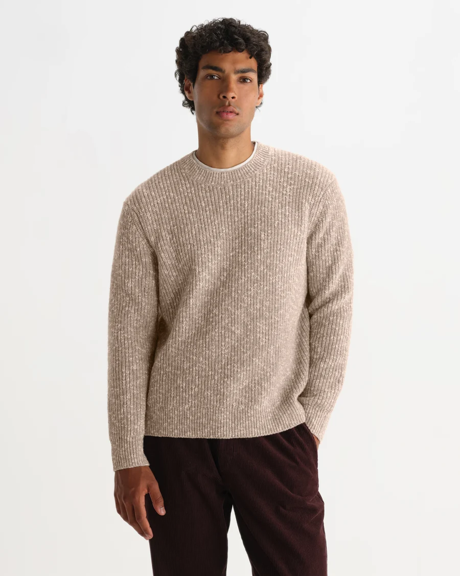 WAX LONDON - WILDE - NATURAL FLECK RIB WOOL CREWNECK
