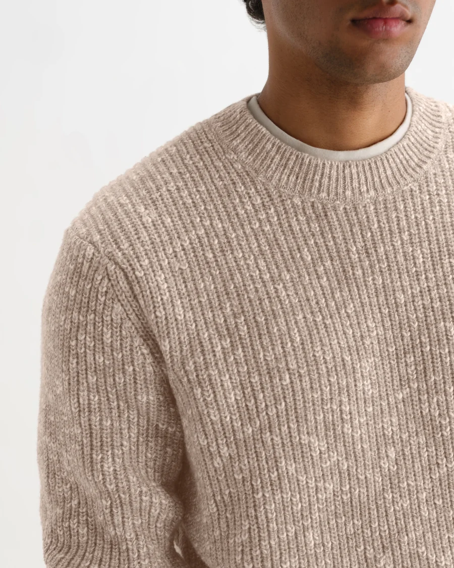 WAX LONDON - WILDE - NATURAL FLECK RIB WOOL CREWNECK