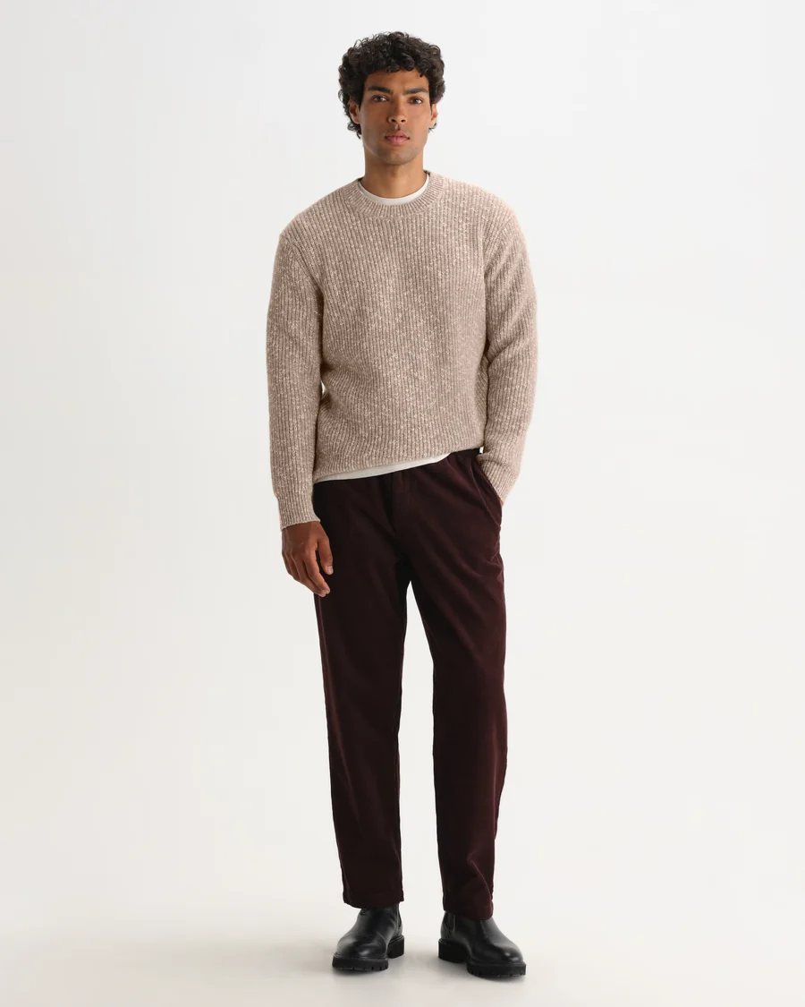 WAX LONDON - WILDE - NATURAL FLECK RIB WOOL CREWNECK