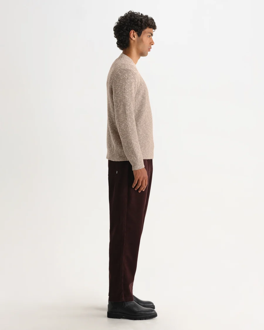 WAX LONDON - WILDE - NATURAL FLECK RIB WOOL CREWNECK