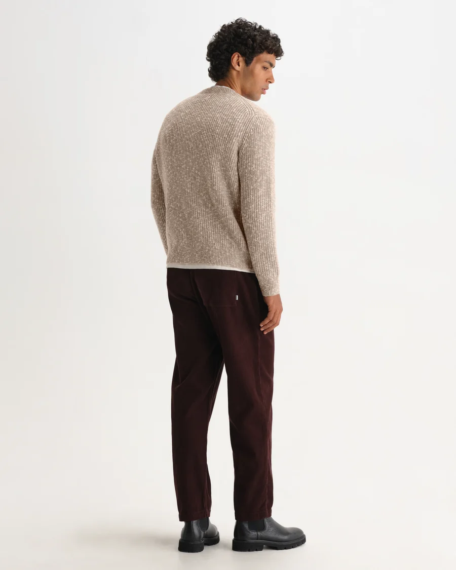 WAX LONDON - WILDE - NATURAL FLECK RIB WOOL CREWNECK