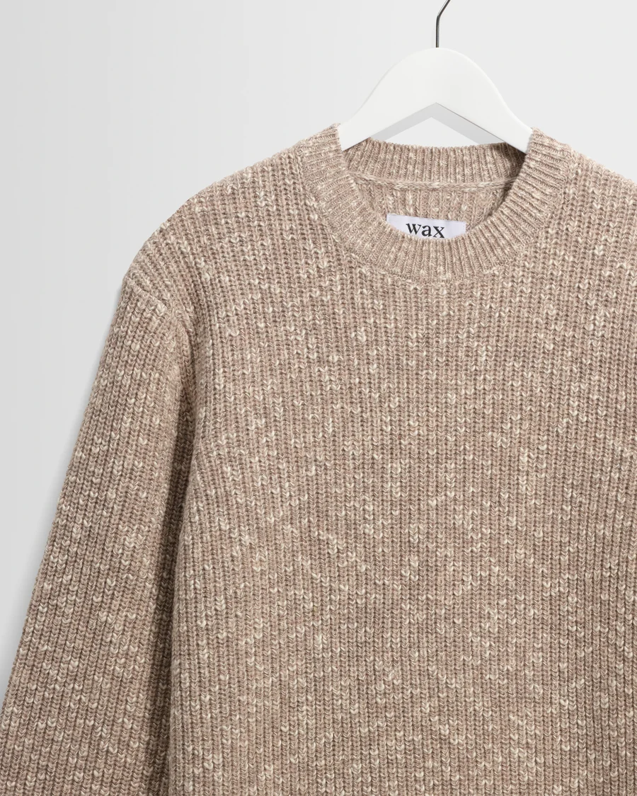 WAX LONDON - WILDE - NATURAL FLECK RIB WOOL CREWNECK